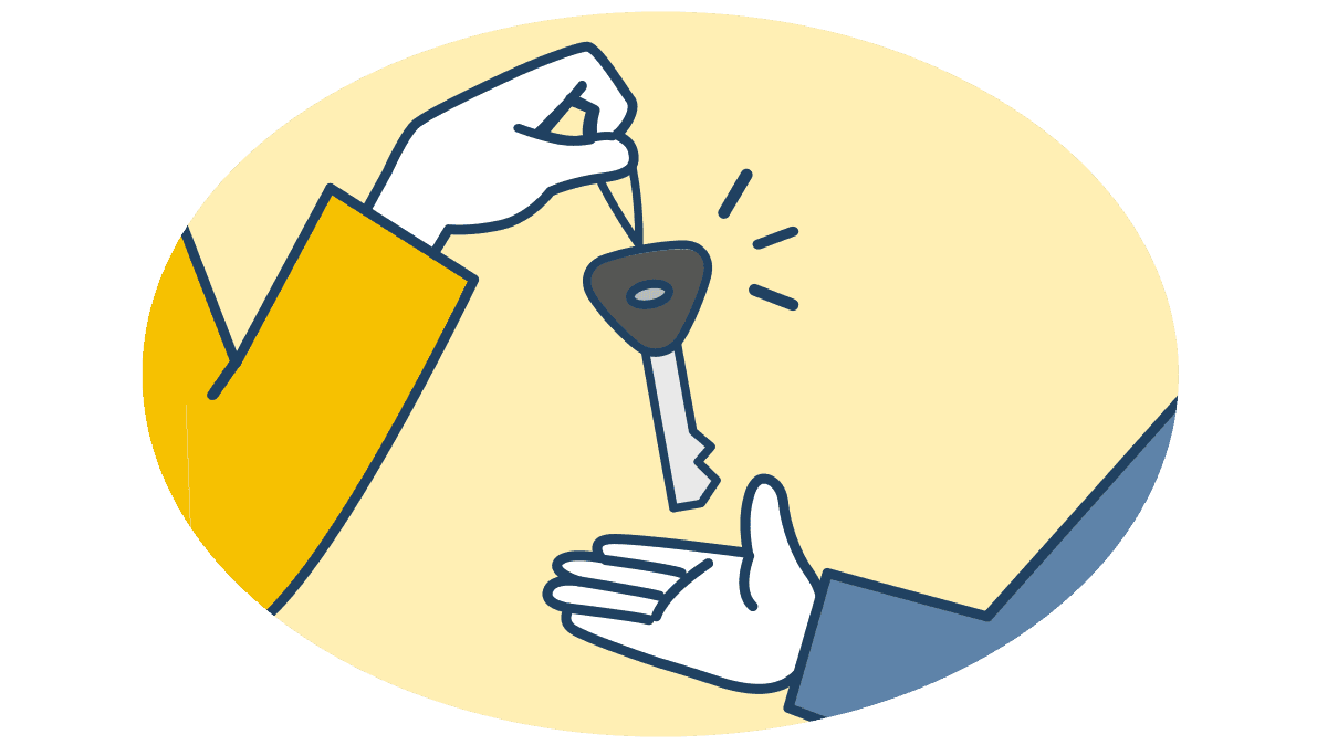 契約終了後の選択肢（延長・買取）を示すイラスト