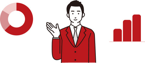 グラフや男性イラストなどのイメージ